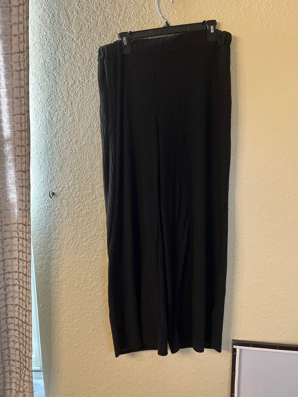 Ashley Stewart Black Ribbed Knit Wide Leg Pants Size 1X